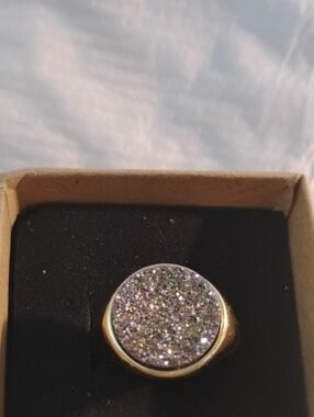 Bellezza Druzy Round Ring in Multi-Color Glitter Size 7